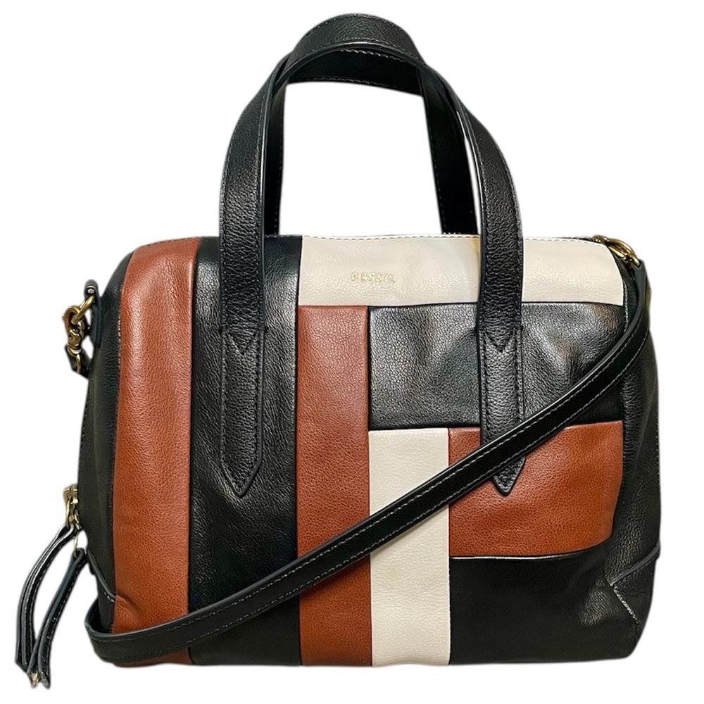 Fossil Tri-Color Patchwork 2-way Convertible Satc… - image 1